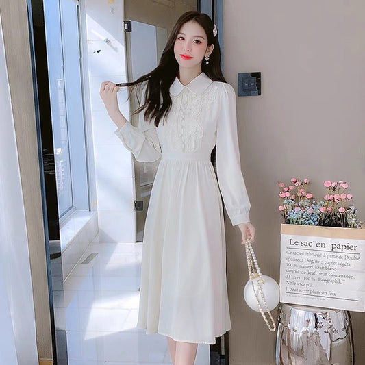 Skirt for women autumn 2023 new style chic gentle style foreign style shirt chiffon dress niche design sense (D4442)