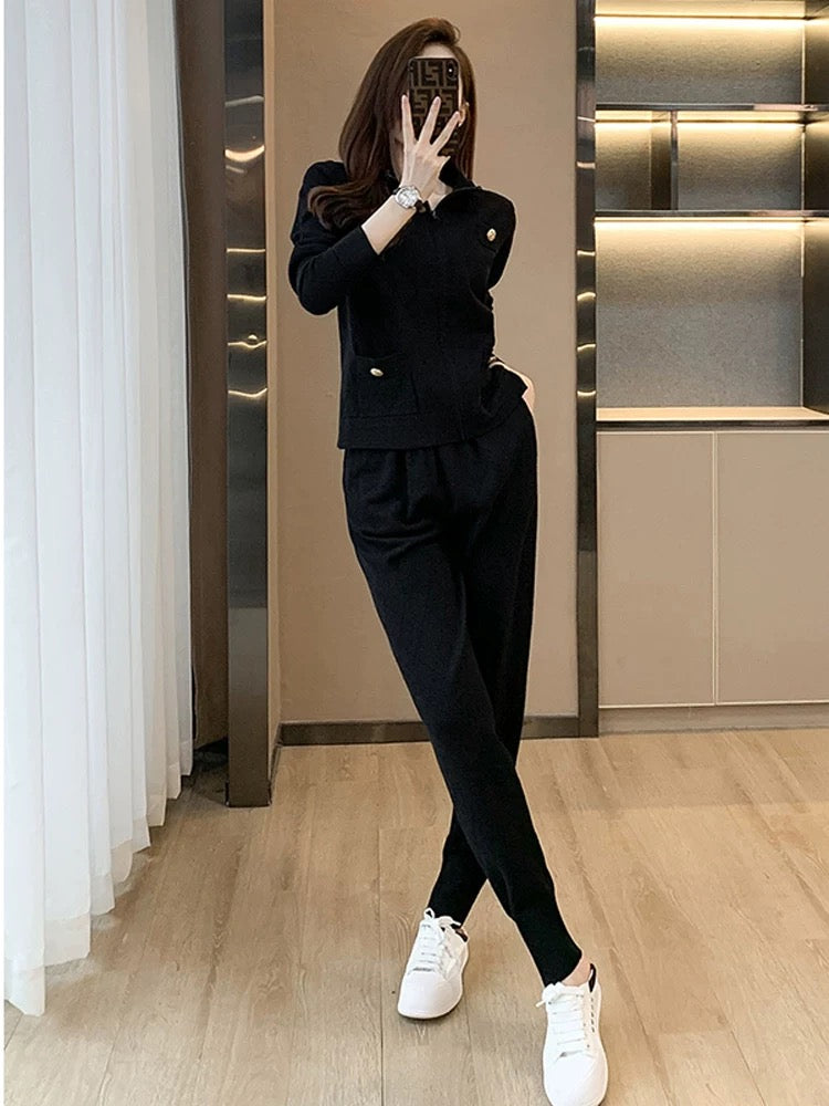 High-end sports and leisure suits for women, spring and autumn fashion, age-reducing streetwear, sweatshirts, pants, two-piece sets, western style