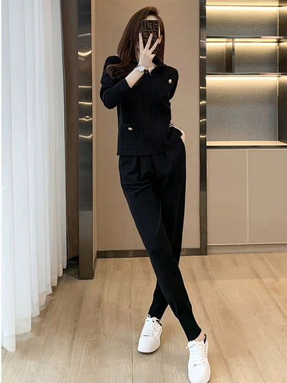 High-end sports and leisure suits for women, spring and autumn fashion, age-reducing streetwear, sweatshirts, pants, two-piece sets, western style