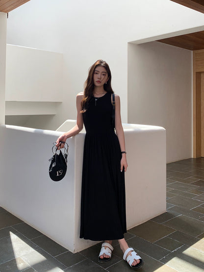 pusumede vest dress women's summer new style temperament waist skirt sleeveless knitted suspender long skirt