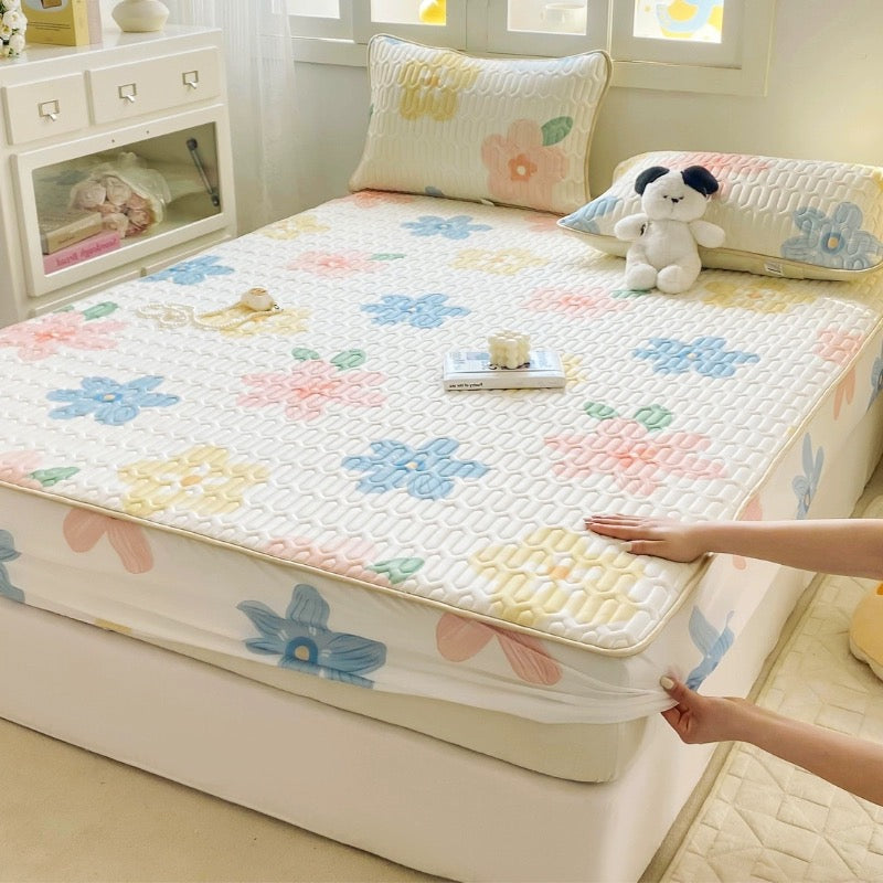 Ice silk latex cool mat three-piece set summer dormitory single summer cool mat home air conditioning soft mat washable foldable