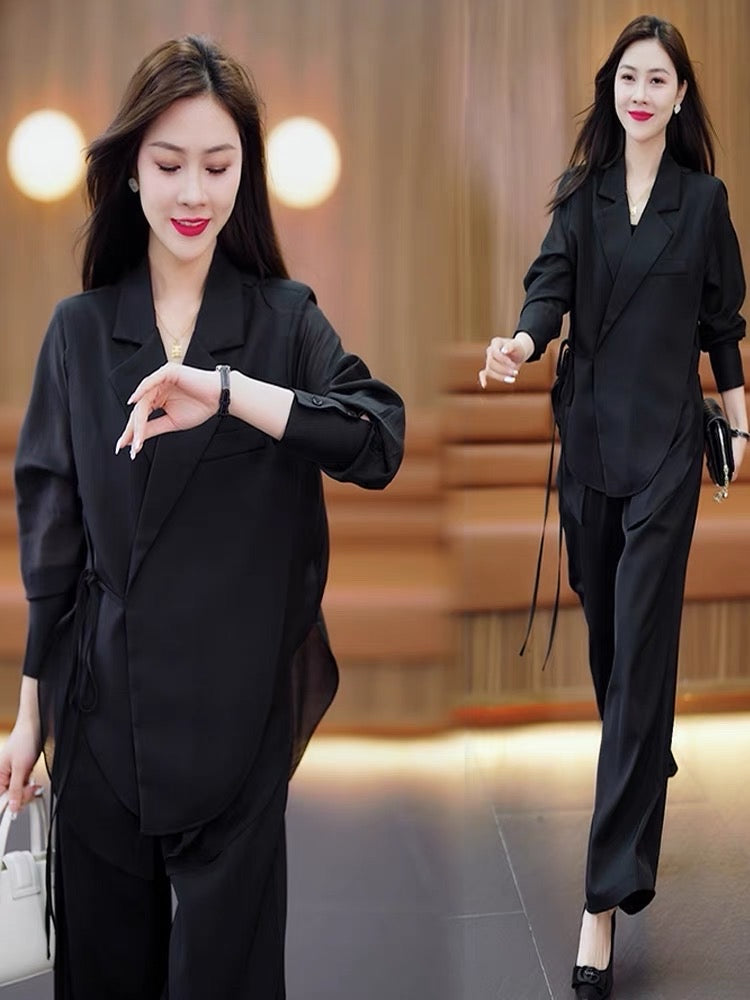 Summer new sun protection temperament fashion suit suit female design sense casual loose top trousers two-piece tide