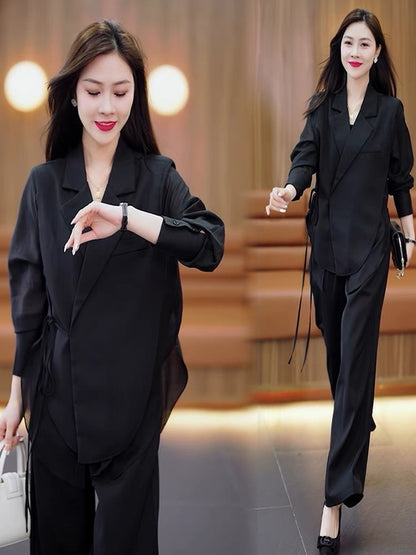 Summer new sun protection temperament fashion suit suit female design sense casual loose top trousers two-piece tide