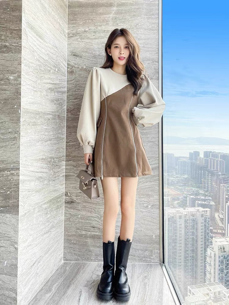 Autumn clothing 2023 new autumn and winter French tea break temperament dress to reduce age and look slimming and high-end sweatshirt skirt for women in autumn T2350