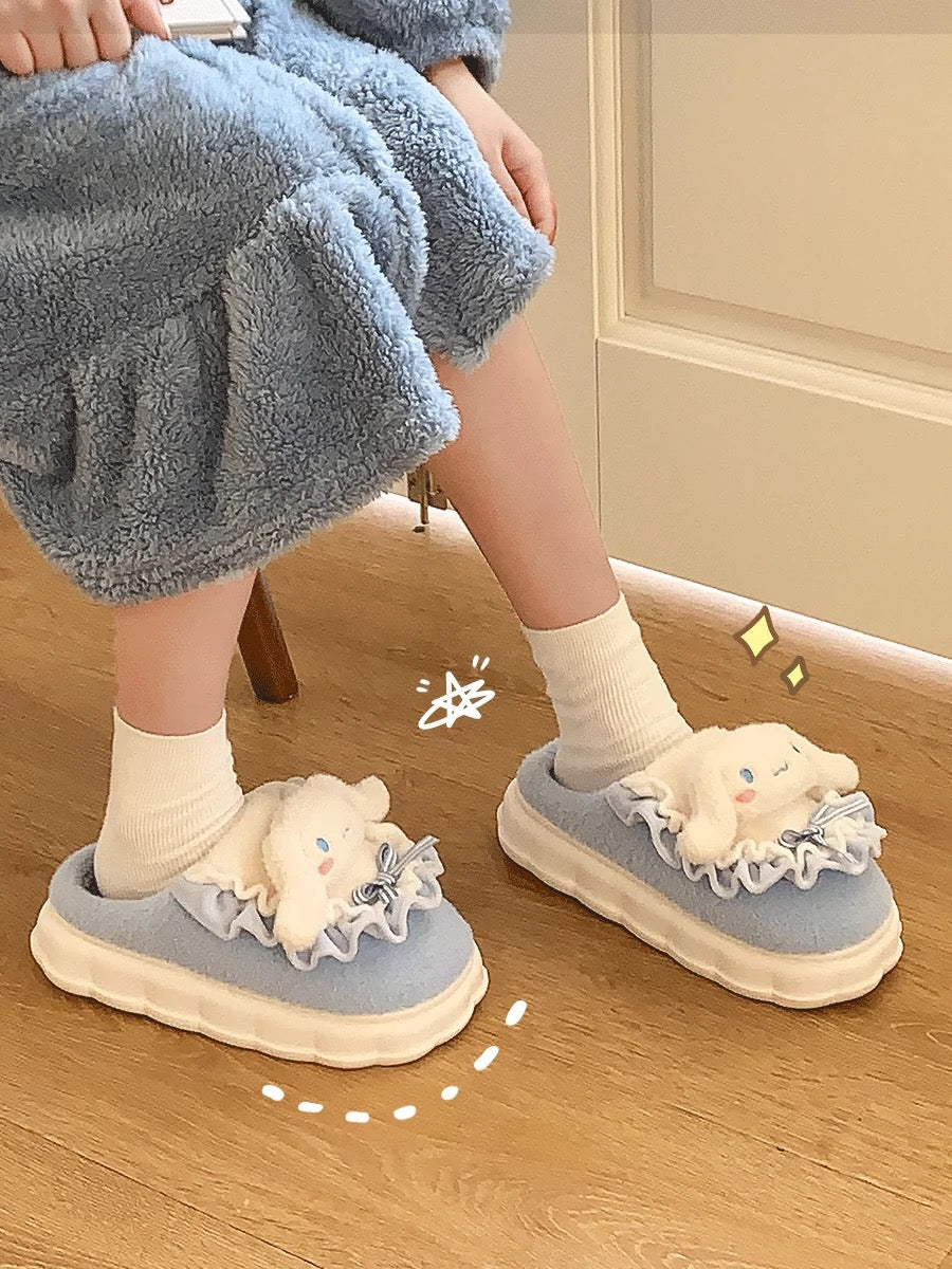 Cute cinnamon dog cotton slippers for women winter 2024 new indoor home children's furry slippers for outdoor wear autumn and winter