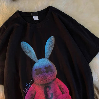 Trendy brand short-sleeved T-shirts for men and women oversize2023 new summer graffiti loose Korean style couple half-sleeved tops (S0623)