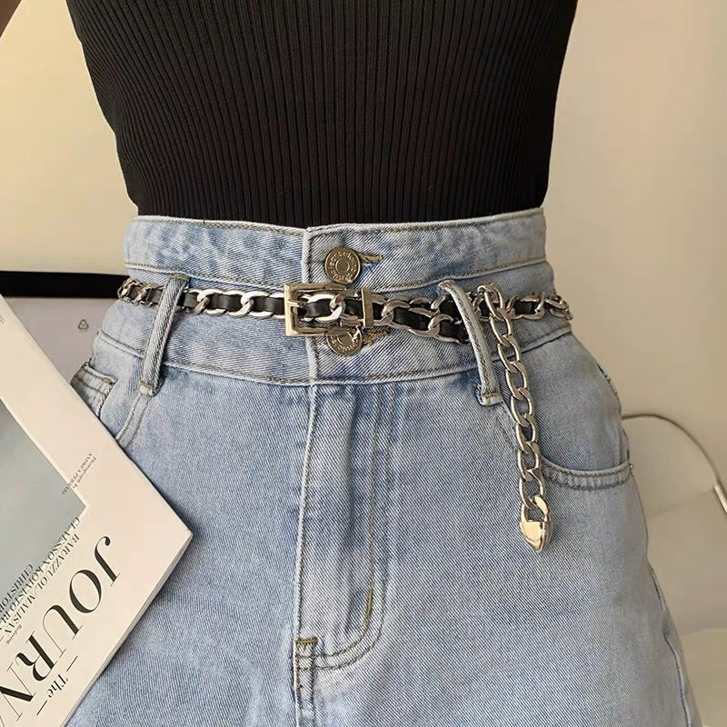 Chain women summer new versatile fashion with jeans trendy contrasting color jk dress accessories ins style belt