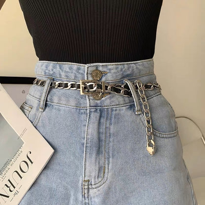 Chain women summer new versatile fashion with jeans trendy contrasting color jk dress accessories ins style belt
