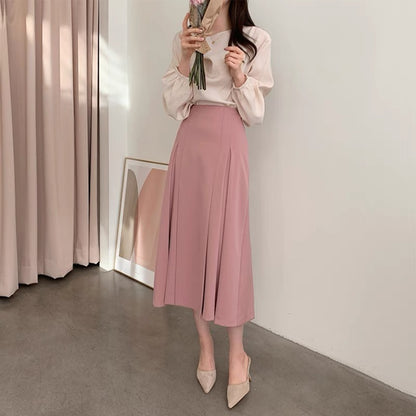 2023 Spring and Autumn New Design Niche Small Suit Long Pleated Rose Pink Half Skirt Women Summer T3489