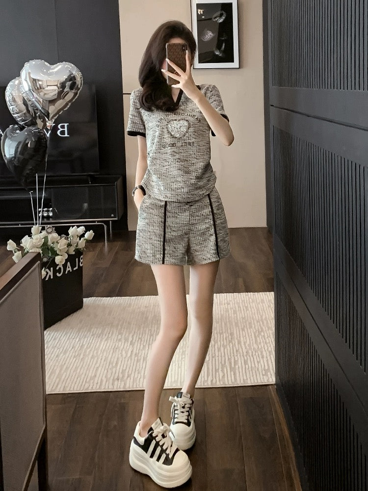 Xiaoxiangfeng sports casual and fashionable outfit for little people, a complete set of short-sleeved shorts two-piece suit for women, stylish summer clothes