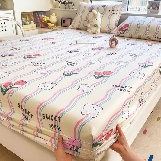A-grade mother and baby grade pure cotton fitted sheet, single piece, pure cotton mattress protector, bed cover, dust cover, bed cover, 1.5 three-piece set