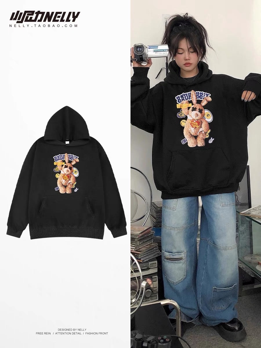 American round neck sweatshirt for men 2023 autumn trendy brand design niche oversize lazy bottoming top