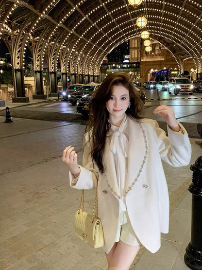 Fish Rabbit's rabbit double-sided nylon jacket for women 2023 new autumn and winter style small fragrance style high-end light mature style top