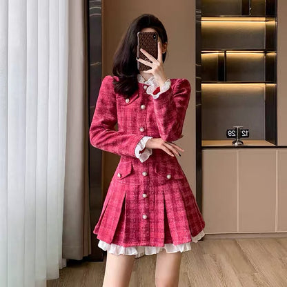 Autumn clothing for women 2023 new complete set of high-end women's French autumn long-sleeved dress for small people