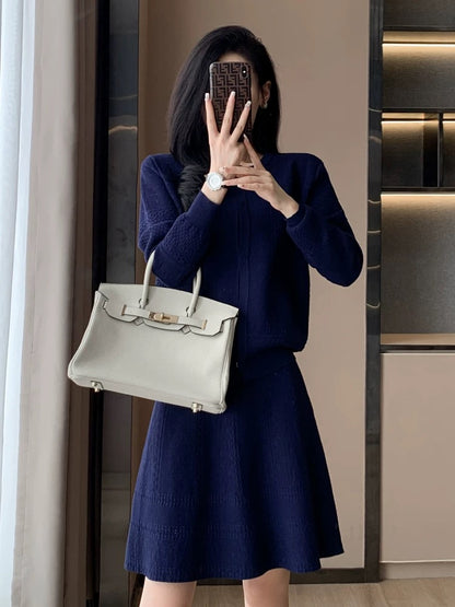French style small fragrant knitted fashion suit skirt for women 2023 autumn and winter new slim fit two-piece skirt
