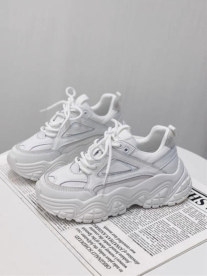 Hong Kong style thick-soled dad shoes for women 2023 spring new breathable height-increasing single shoes pink soft-soled casual versatile sports shoes