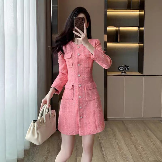 Autumn 2023 new women's clothing, small fragrance style, high-end wear, small French dress, women's autumn long-sleeved skirt