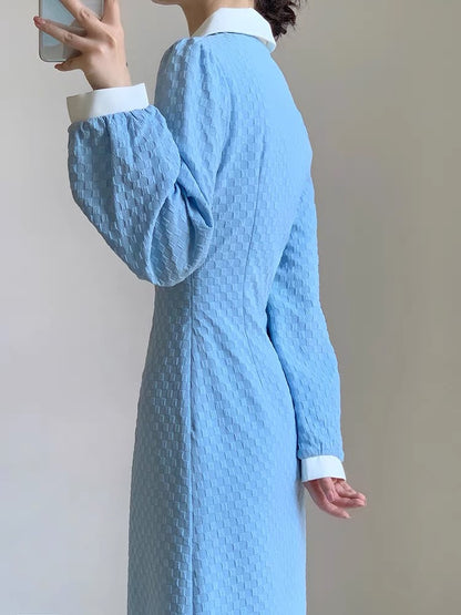 Autumn women's clothing 2023 new French waist slimming high-end light luxury sweet small fresh early autumn dress