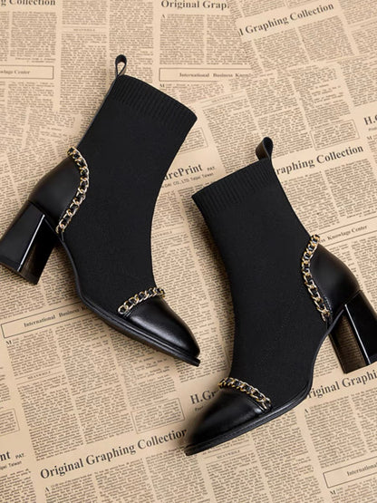 High-heeled short boots for women 2023 autumn and winter new elastic sock boots thick heel thin boots high heel Martin boots single boots