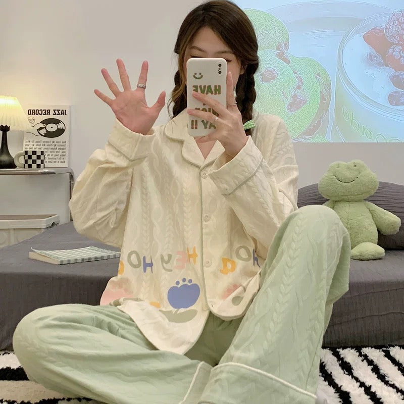 Pajamas for women Spring Autumn Winter Cotton Long Sleeve 2024 New Style Student Sweet and Cute Ladies Home Clothes Set