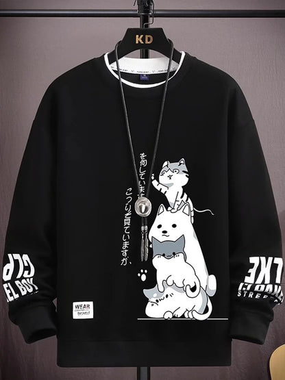 Sweatshirt for boys, heavy cotton, autumn clothing, long-sleeved T-shirt for teenagers, plus velvet, autumn and winter loose round neck bottoming shirt