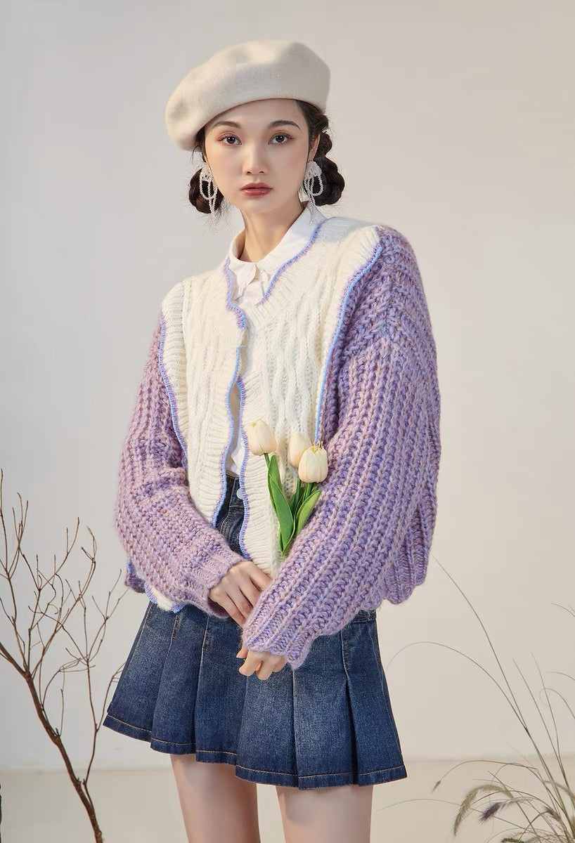 RUKIA/vintage-sense sweater for women in autumn and winter, lazy style, high-end sense, retro gentle cardigan knitted jacket V1152