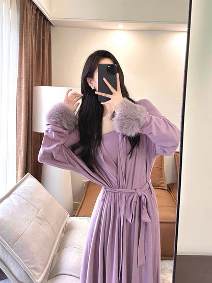 This year's popular beautiful suit skirt 2023 autumn and winter new sexy long tube top cardigan tea style outfit complete set (S5558)