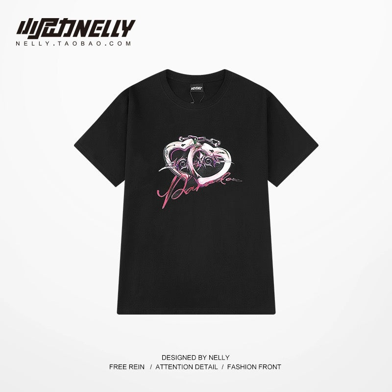 ins short-sleeved t-shirt for men and women loose half-sleeved 2024 new summer simple bf printed fashion T-shirt oversize