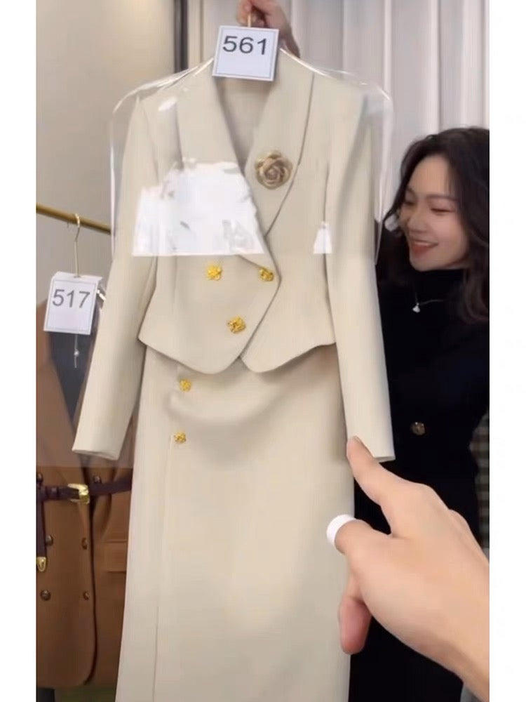 2023 new autumn style small fragrance suit for women high-end small dress Korean drama professional suit skirt two-piece set