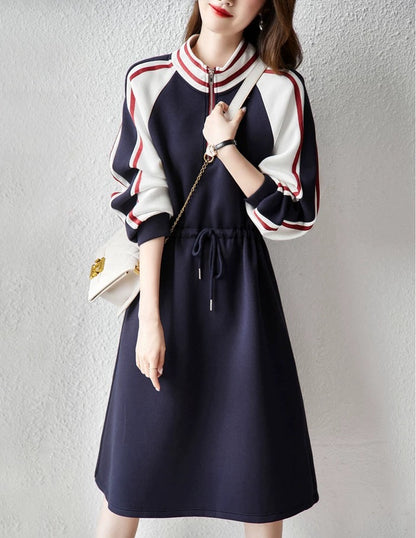 Foreign trade export original order Italian big-name women's clothing tail order high-end western style long-sleeved dress with age-reducing temperament