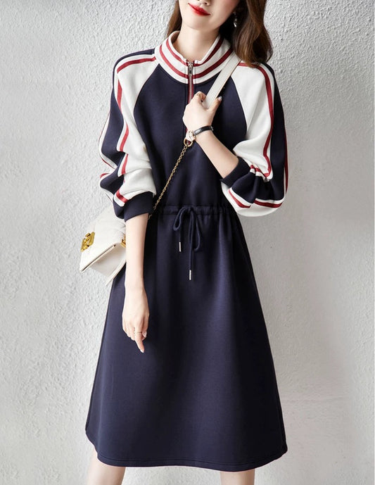 Foreign trade export original order Italian big-name women's clothing tail order high-end western style long-sleeved dress with age-reducing temperament