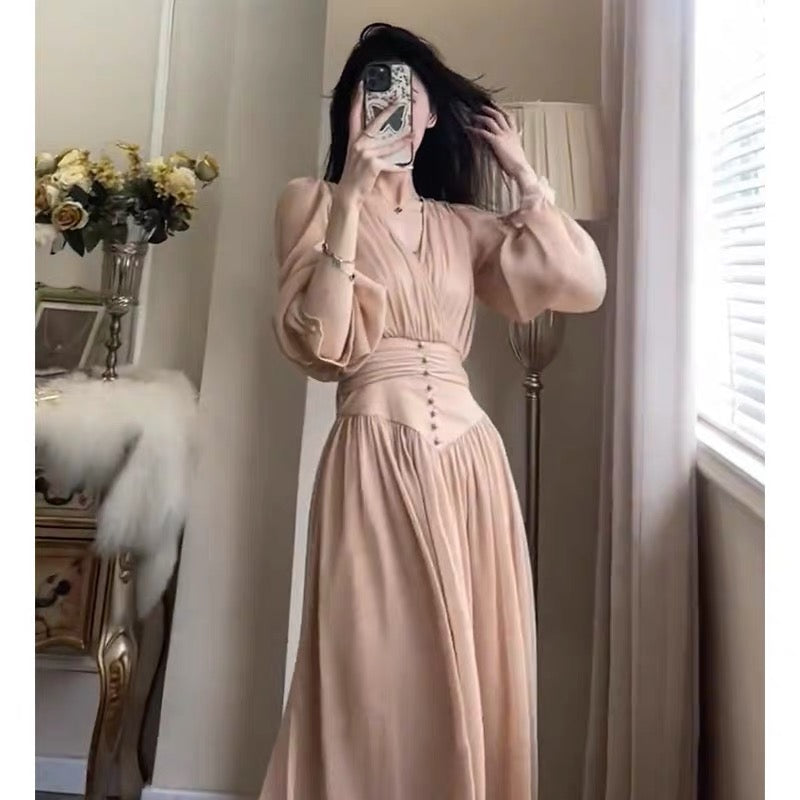 European Station 2023 Spring and Autumn New Style British Style Socialite Royal Sister High-end Fashionable Long Skirt Dress