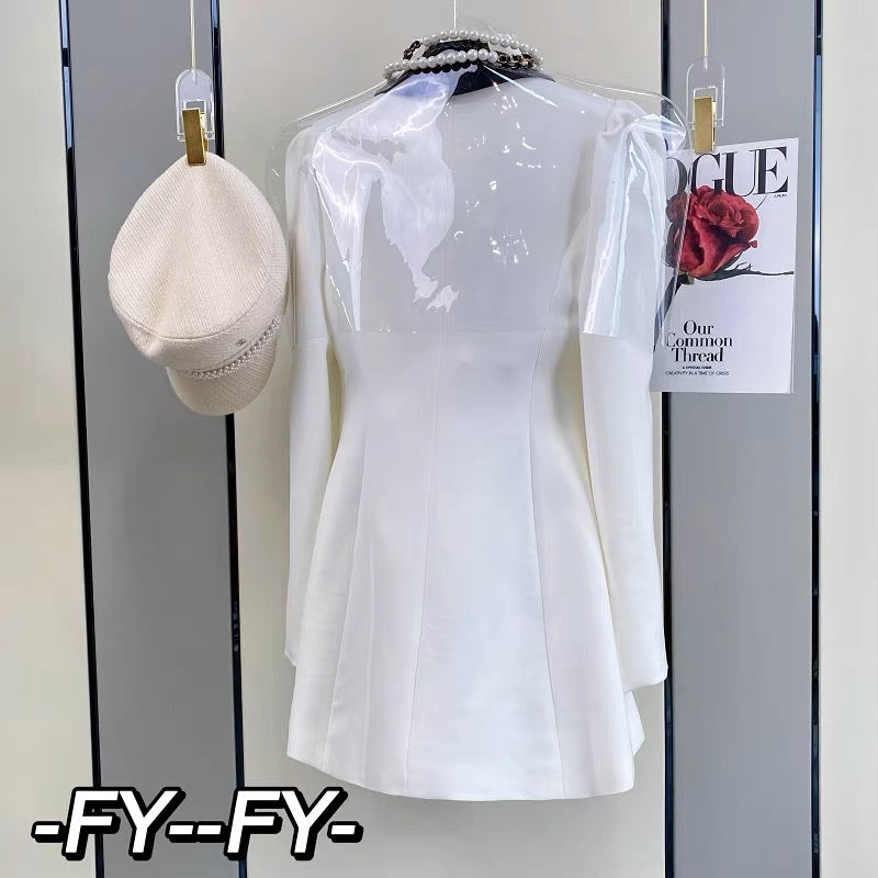 White dress autumn 2023 new women's French high-end sister style suit skirt slimming skirt