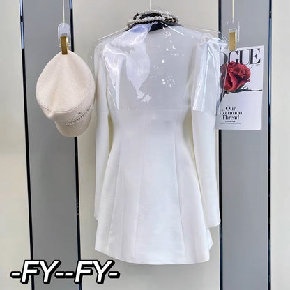 White dress autumn 2023 new women's French high-end sister style suit skirt slimming skirt