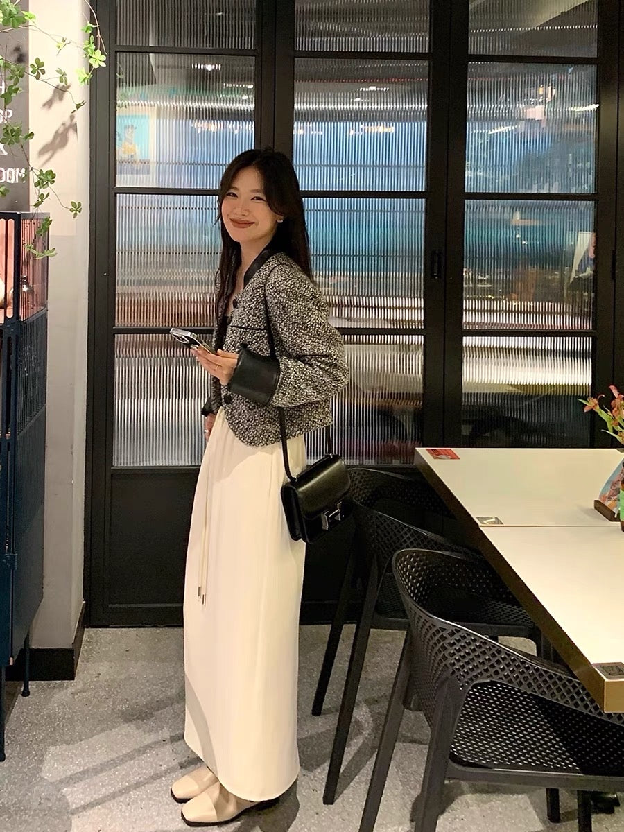 Ren Xiaoyi splicing small fragrant wind jacket women's short spring and autumn new design sense niche retro small man jacket