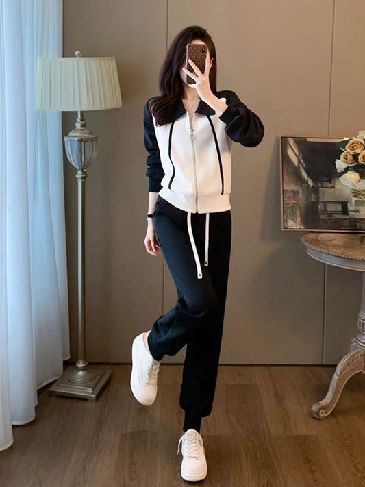 Internet celebrity street sports and leisure suit for women spring and autumn 2023 new fashion age-reducing temperament sweatshirt and sweatpants two-piece set