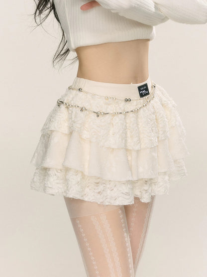 Shao Yeyan Ballet Legs French Lace Hot Girl Skirt Women Autumn and Winter A-line Slim Cake Skirt Black Short Skirt
