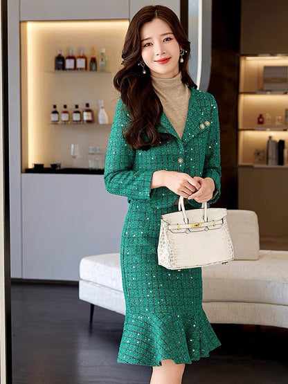 Xiaoxiangfeng two-piece suit dress for women Spring and Autumn 2023 new hot style lady Xi mother-in-law wedding banquet dress (S0416)