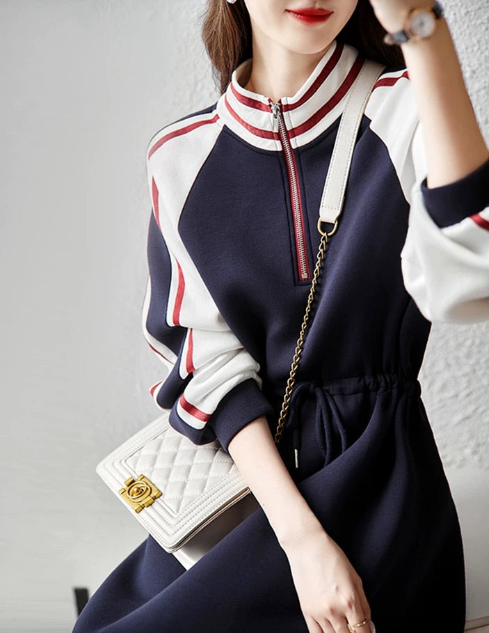 Foreign trade export original order Italian big-name women's clothing tail order high-end western style long-sleeved dress with age-reducing temperament