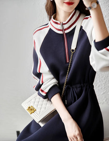 Foreign trade export original order Italian big-name women's clothing tail order high-end western style long-sleeved dress with age-reducing temperament