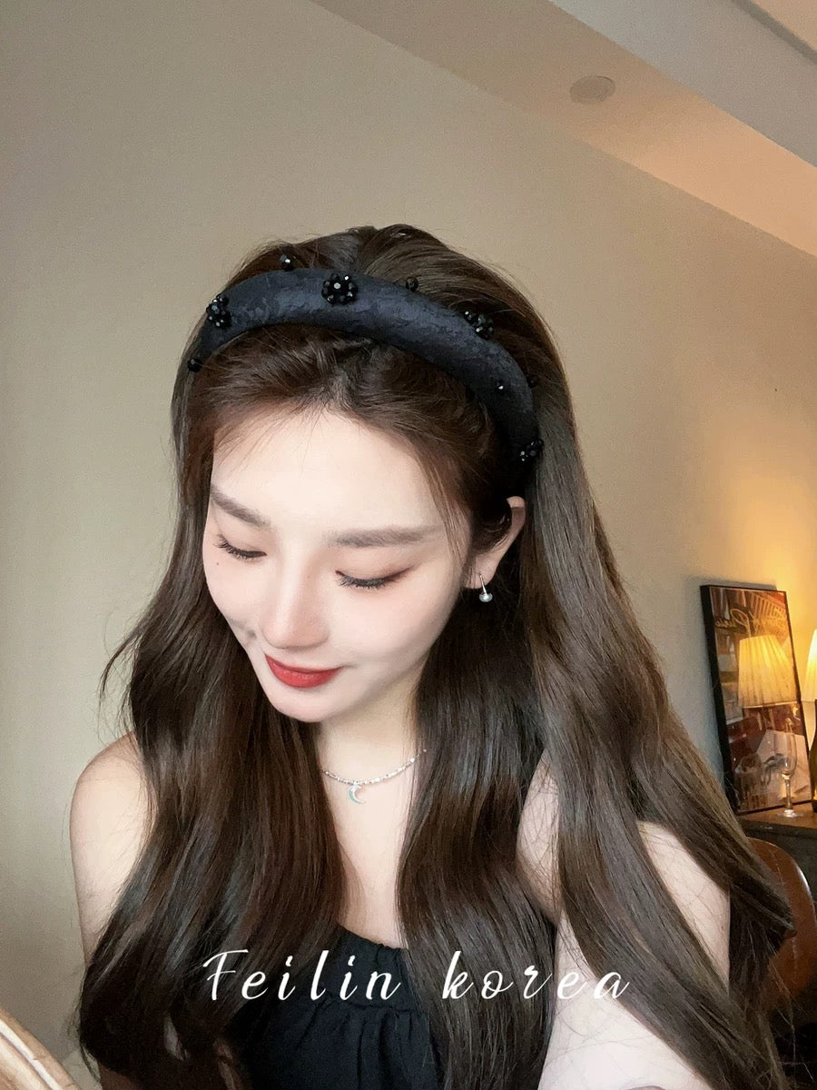 Black hair hoop headband for women 2023 new hairpin hair bundle high skull autumn and winter face wash hair French wide-brimmed headband