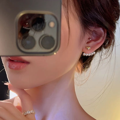 925 silver needle small pearl earrings for women 2023 new trendy niche design high-end light luxury earrings