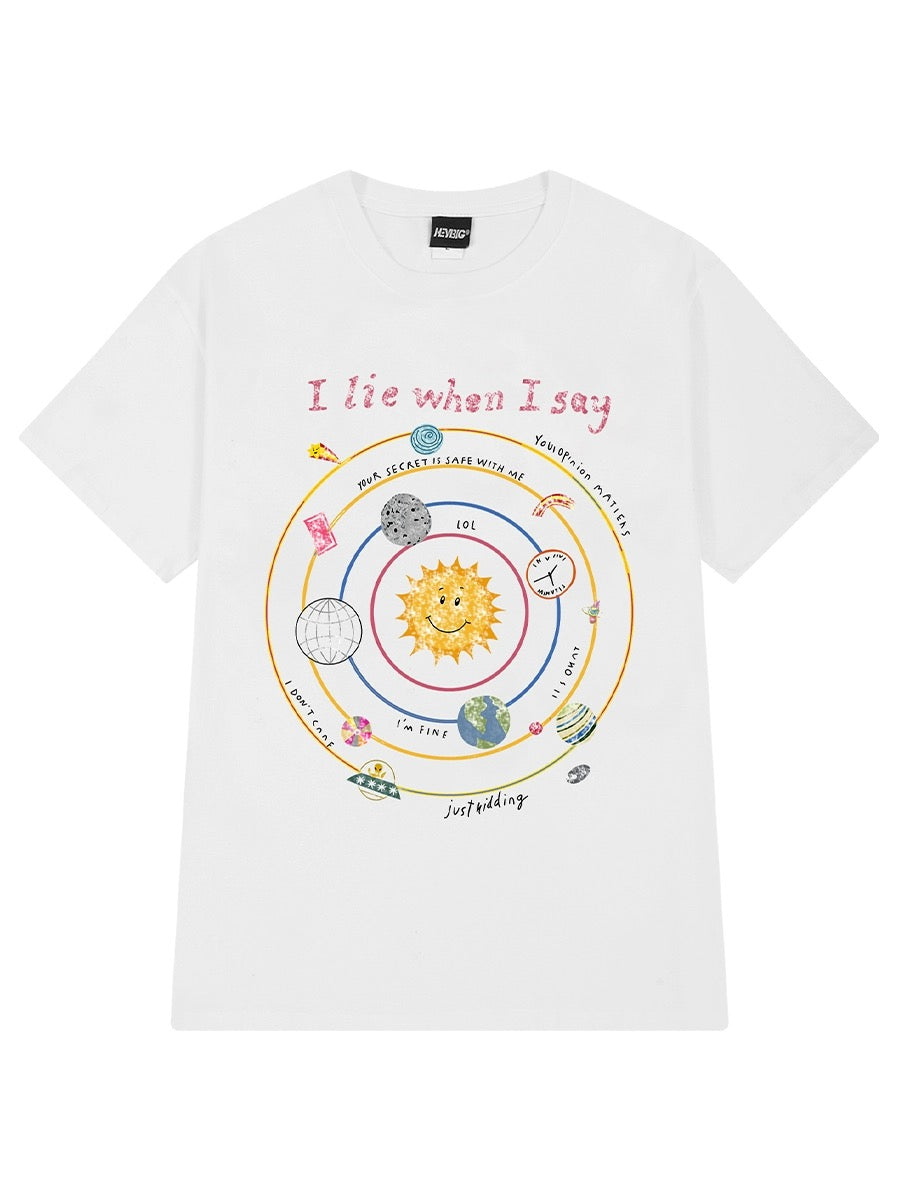Short-sleeved T-shirts for men and women summer clothes 2024 age-reducing cartoon print tops loose versatile casual T-shirts cute half-sleeves