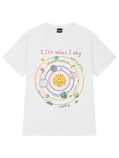 Short-sleeved T-shirts for men and women summer clothes 2024 age-reducing cartoon print tops loose versatile casual T-shirts cute half-sleeves