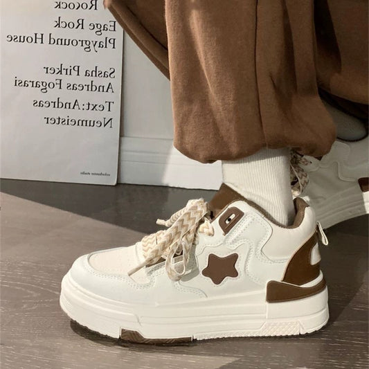 [Genuine leather] Little white shoes for women 2023 autumn new Hong Kong style casual sports gift for girlfriend retro star shoes sneakers