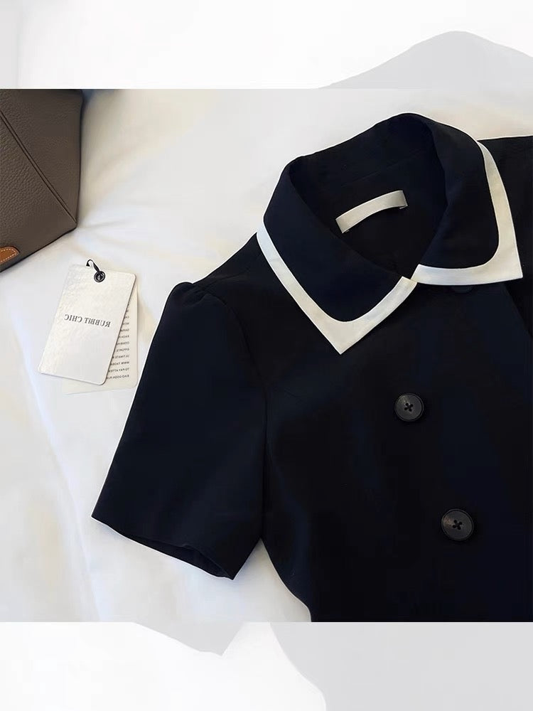 2023 Temperament Little Black Dress Hepburn Style French Retro Small Fragrance Dress Women Summer Small Professional Suit Dress (D027)