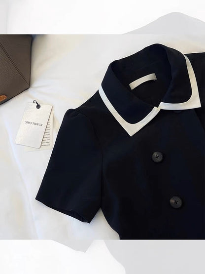 2023 Temperament Little Black Dress Hepburn Style French Retro Small Fragrance Dress Women Summer Small Professional Suit Dress (D027)