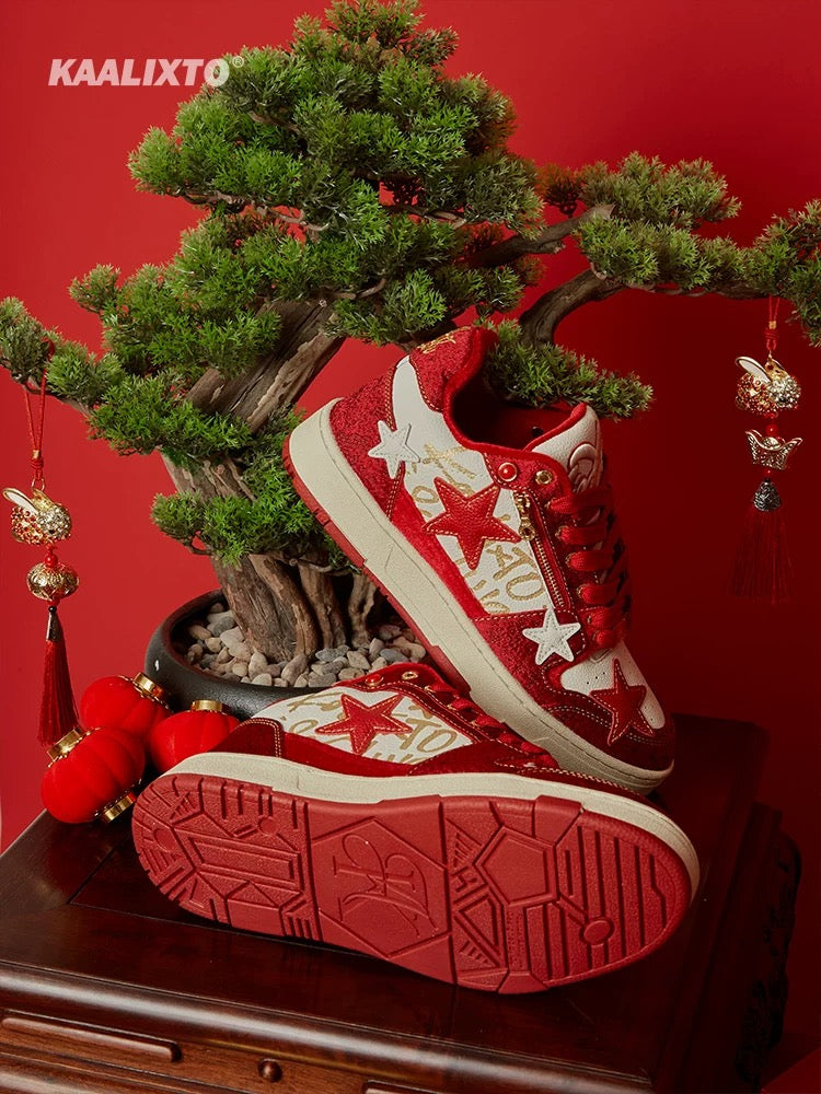 Kaalixto New Year limited edition star shoes sneakers national trend autumn and winter new men and women fashionable versatile casual low-top shoes