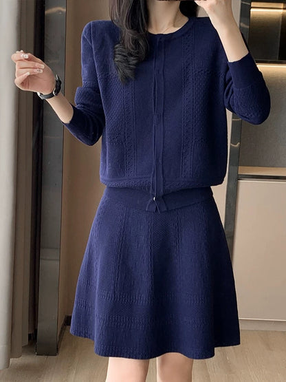 French style small fragrant knitted fashion suit skirt for women 2023 autumn and winter new slim fit two-piece skirt