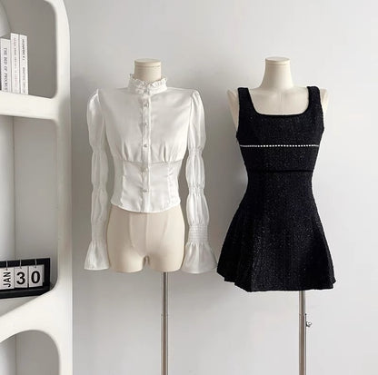 Duolaimei 2023 autumn and winter new retro Hepburn style waist dress